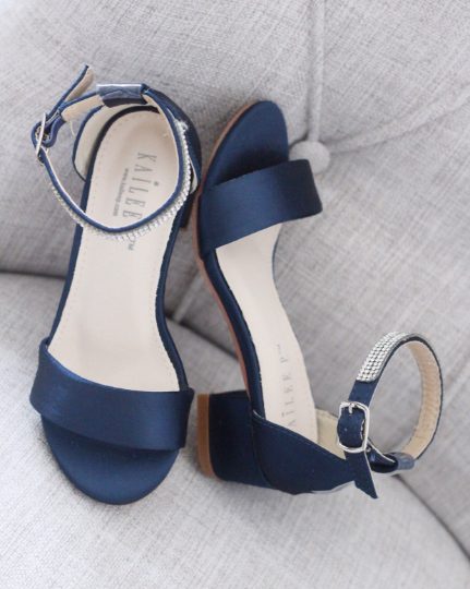 Elegant Satin Block Heel Sandals for Women - Rhinestone Embellished Ankle Strap Shoes | Perfect for Weddings, Parties & Special Occasions