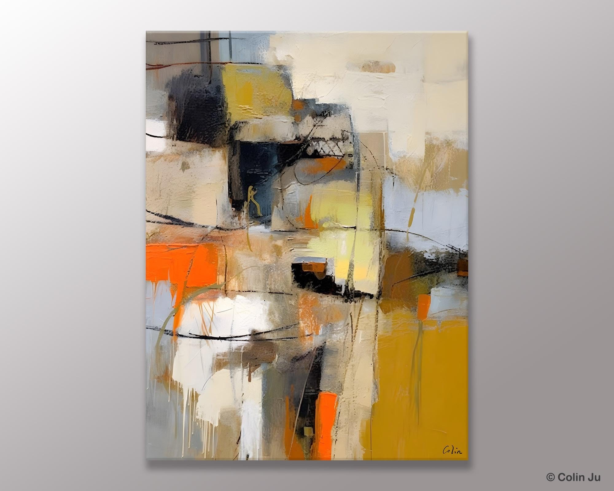 Large Acrylic Abstract Canvas Painting for Living Room - Modern Wall Art Behind Sofa - Handmade Original Home Decor for Contemporary Spaces