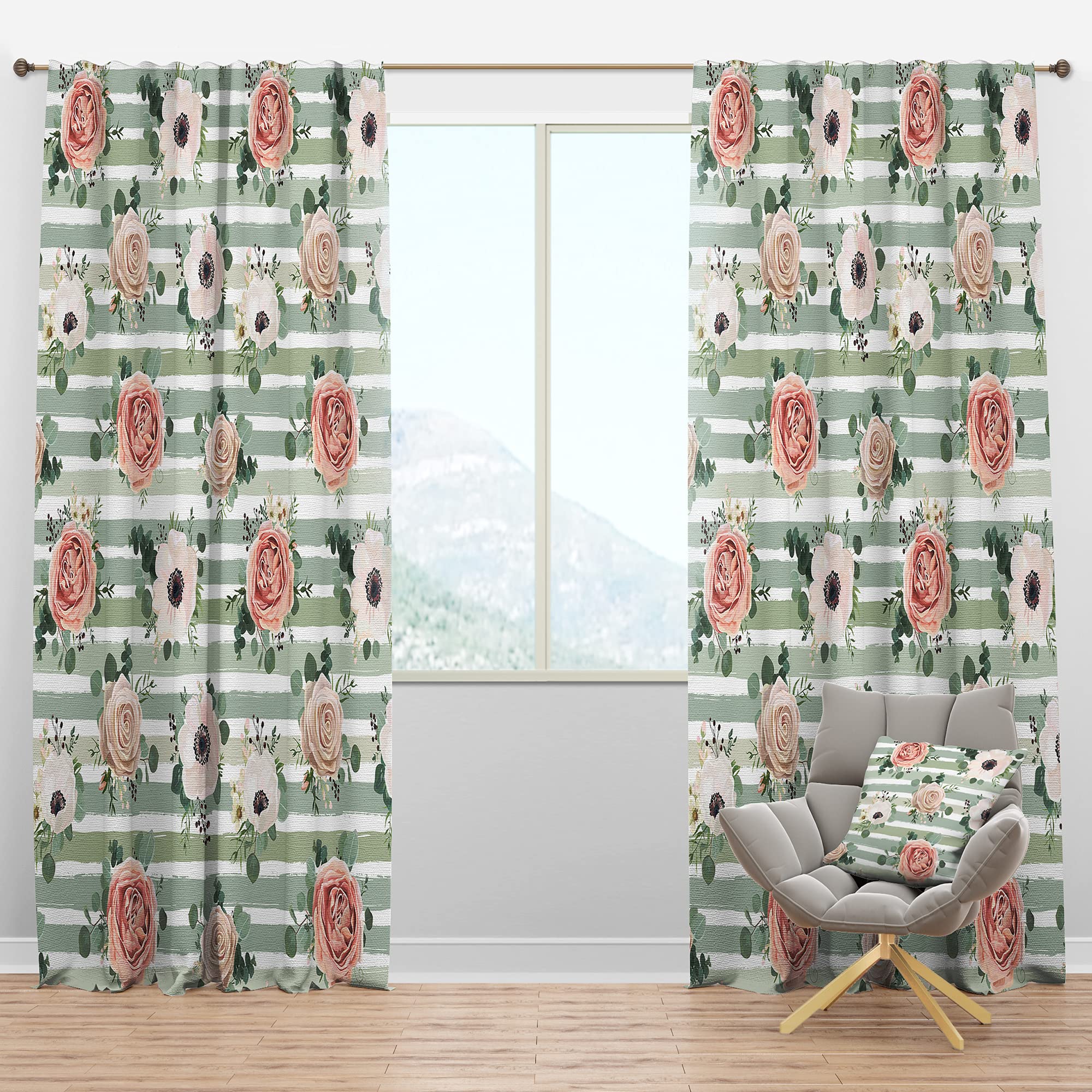 DesignQ Blackout Curtains - Floral Retro Pattern V - Thermal Insulated Bedroom & Living Room Drapes (52x120, Single Panel) - Perfect for Light Blocking, Privacy & Energy Efficiency