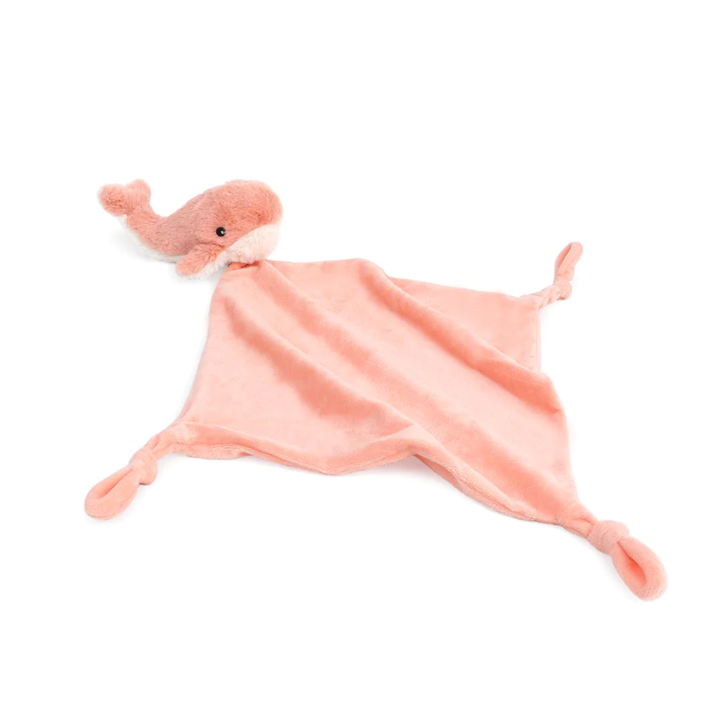 Premium Coral Whale Knotted Security Blanket - Soft & Safe Baby Blankie for Comfort & Sleep - Perfect for Nursery, Travel, and Sensory Play
