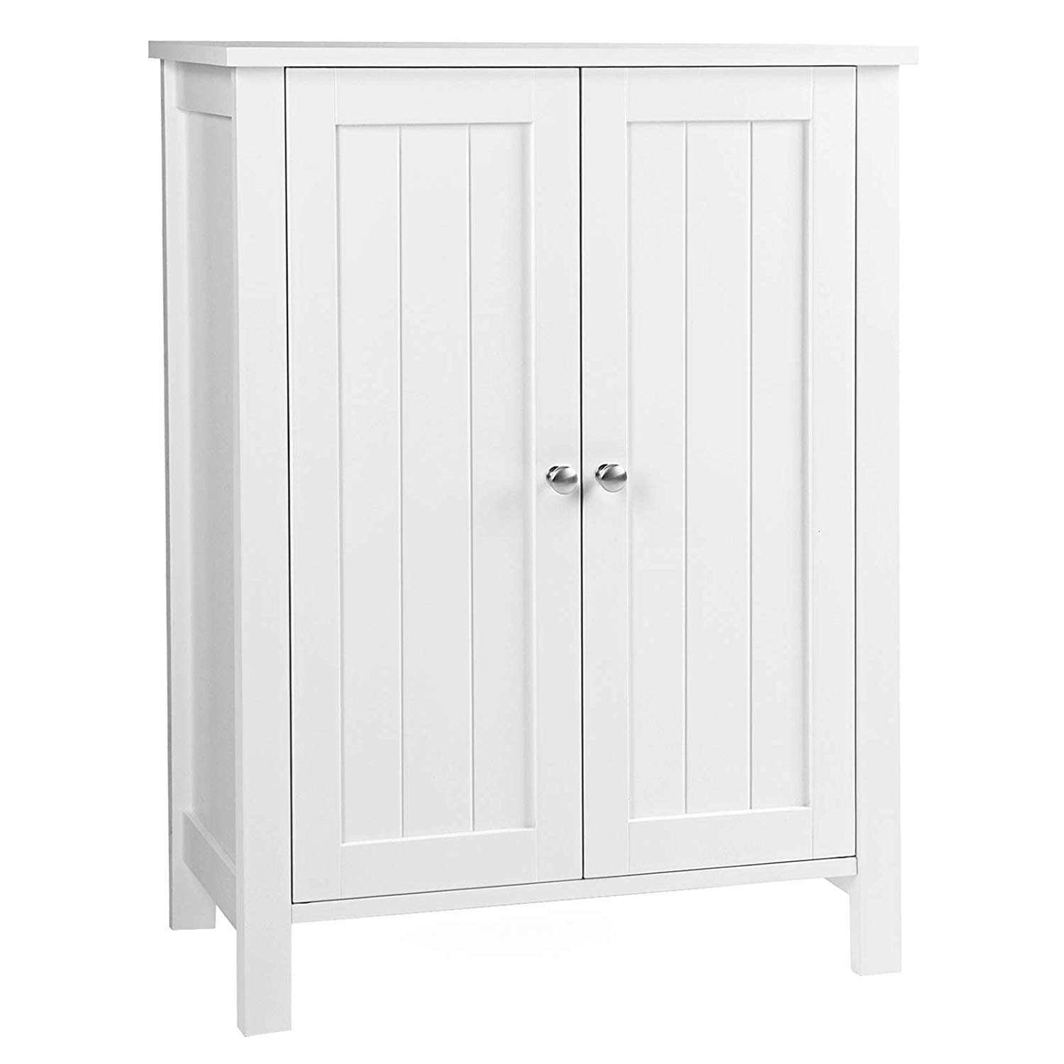 White Bathroom Storage Cabinet with 2 Drawers - MDF Floor Standing Organizer Rack for Bathroom, Bedroom & Closet Organization