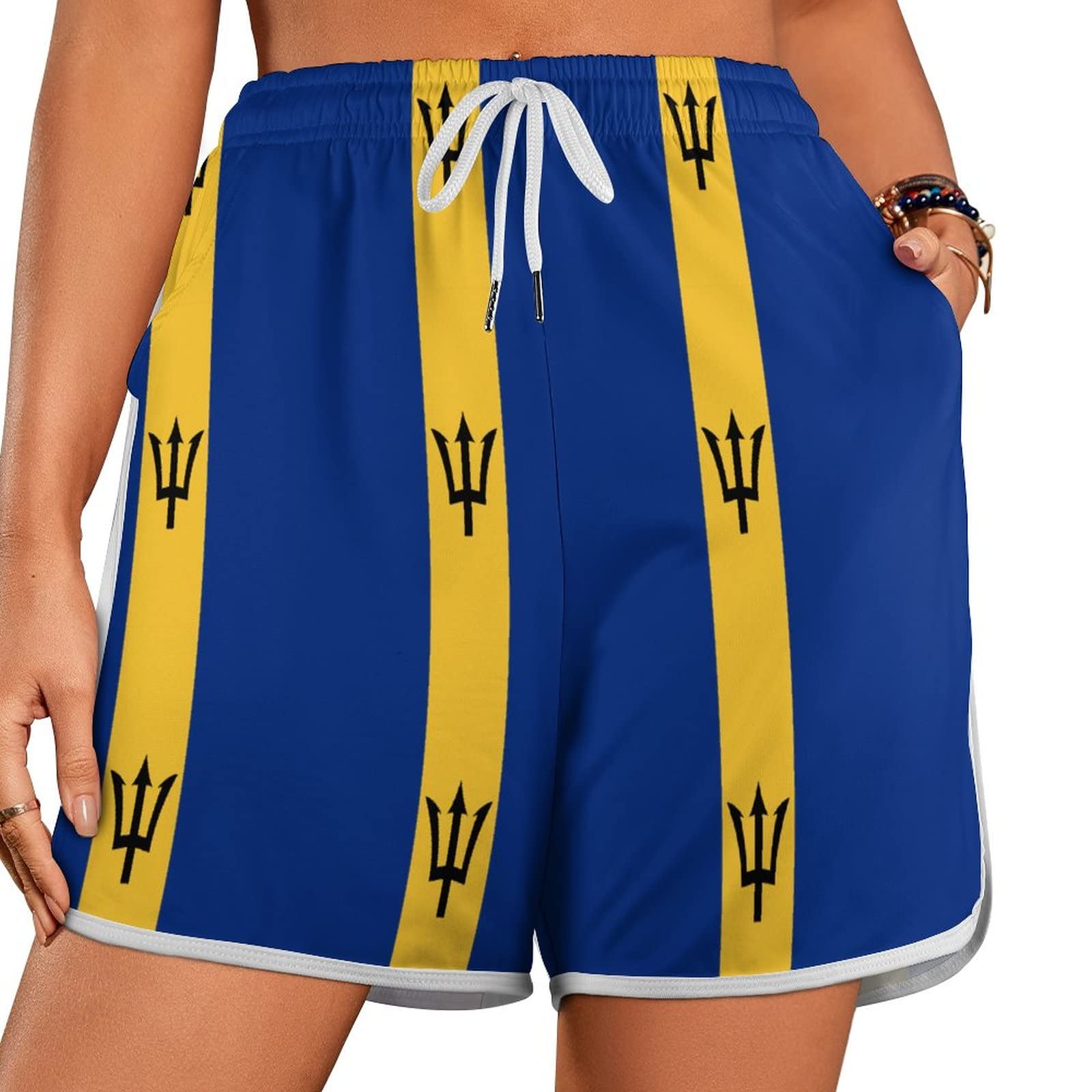 Elegant Casual Barbados Flag Women's Beach Pants for Summer - Stylish Sunwear for Girls and Women, Perfect for Beach Vacations and Tropical Getaways