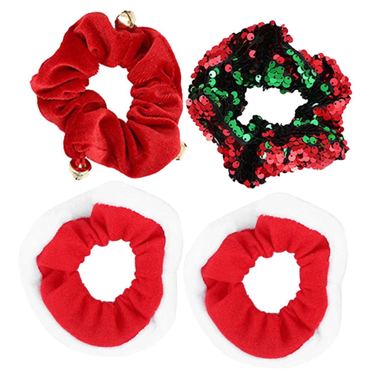 BELLIFFY 4 Pack Christmas Hair Ties for Women - Stretchy Elastic Hair Scrunchies, Holiday Hair Accessories (Red/Green Plaid) - Perfect for Xmas Parties, Gifts & Festive Hairstyles