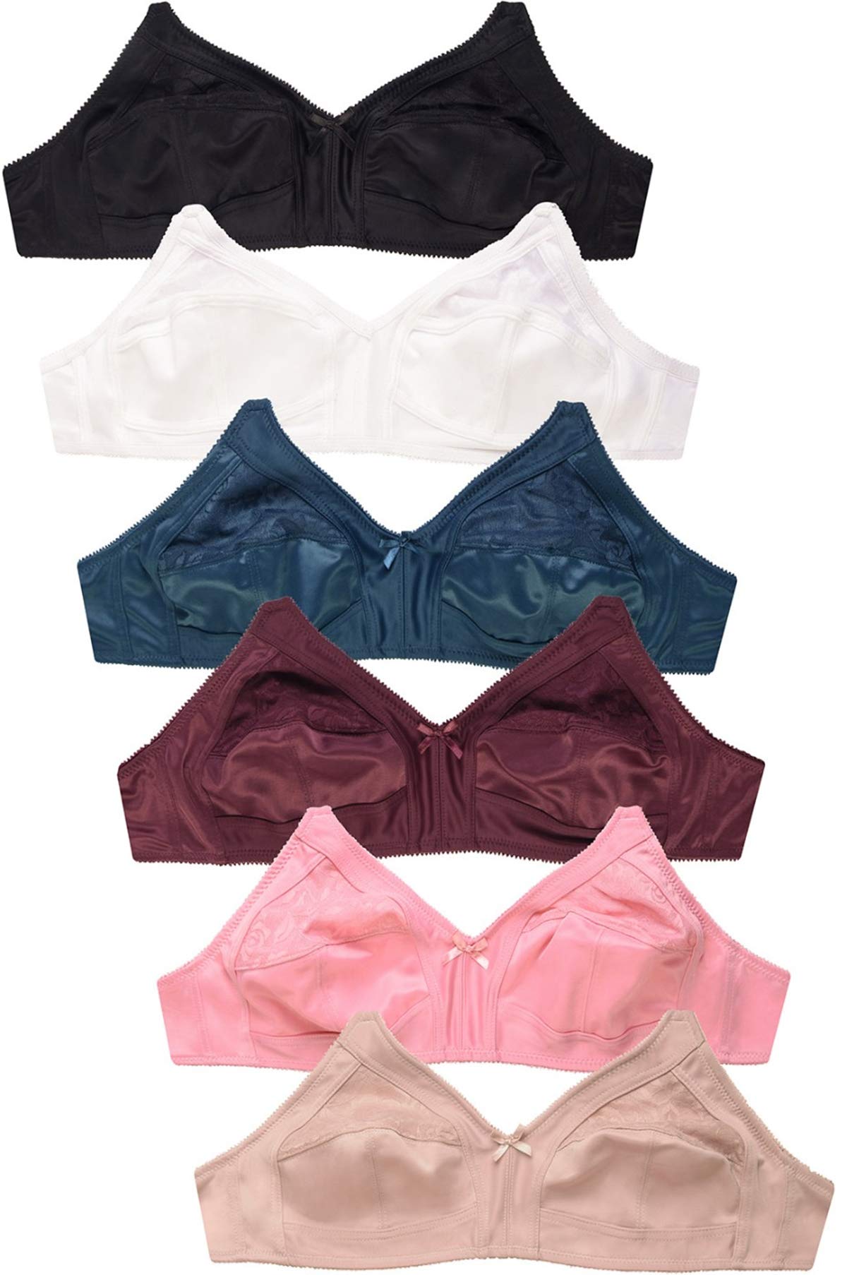 6-Pack Wireless Full Coverage Bras - No Padding, Wire-Free Comfort for Everyday Wear & Active Lifestyles