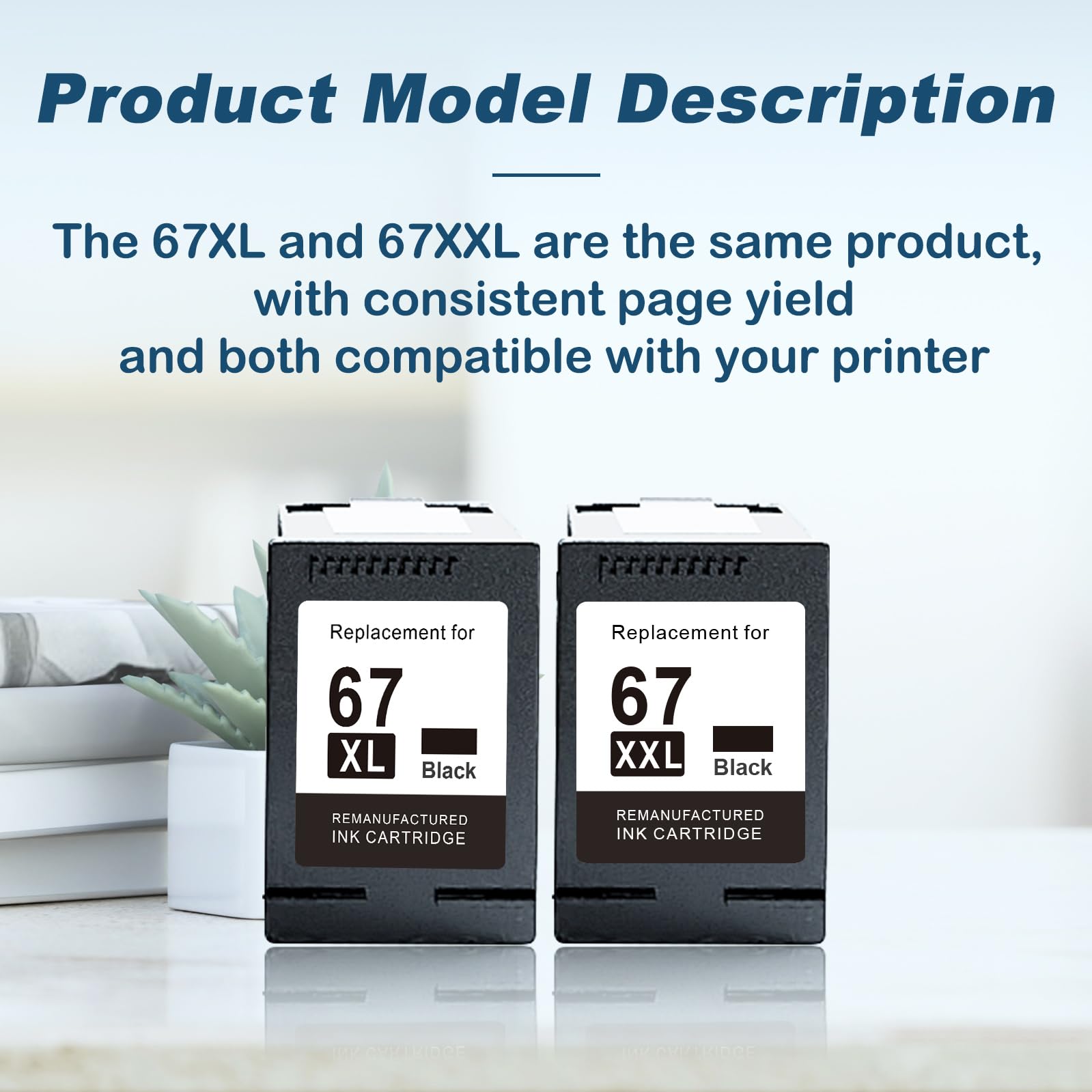 HP 67XL Black Ink Cartridge Combo Pack (2-Pack) - Replacement for HP 67 & 67XL - Compatible with DeskJet 2700e, 2755e, 2734e, Envy 6055e, 6400, 6000, Pro 6452, 6458 Printers - High Yield Printing for Home & Office Use