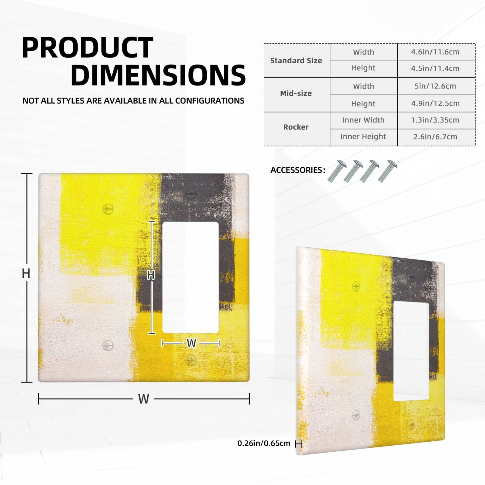 Abstract Beige Yellow Grey Light Switch Cover - Decorative 2 Gang Blank Rocker Wall Plate - Funny Light Switch Faceplate 4.5