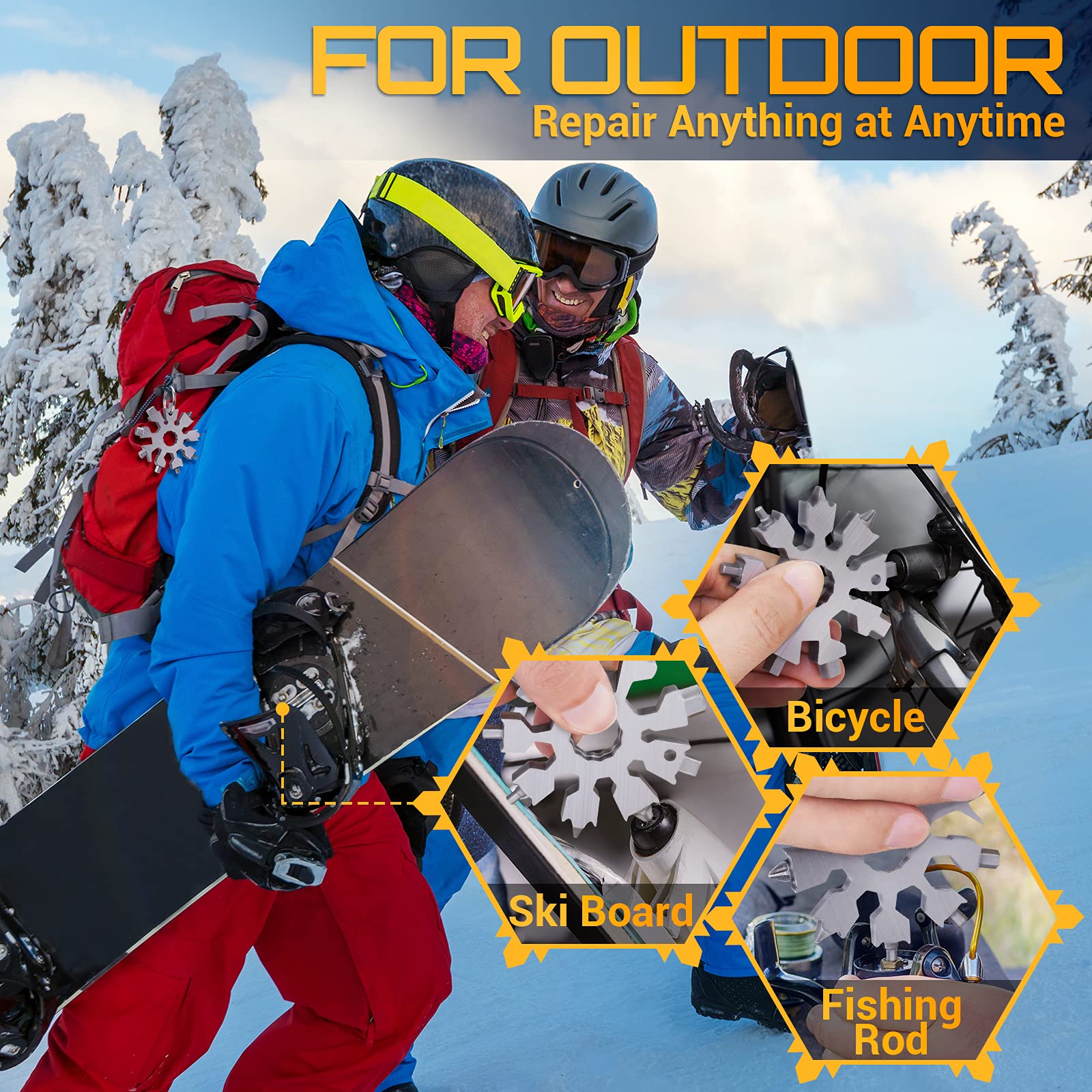 20-in-1 Snowflake Multitool Pocket Size Mini Gadget - Screwdriver, Wrench & Bottle Opener - Perfect Christmas Stocking Stuffer Gift for Men, Dad & Teens - Great for Camping, Hiking & Everyday Carry (EDC)