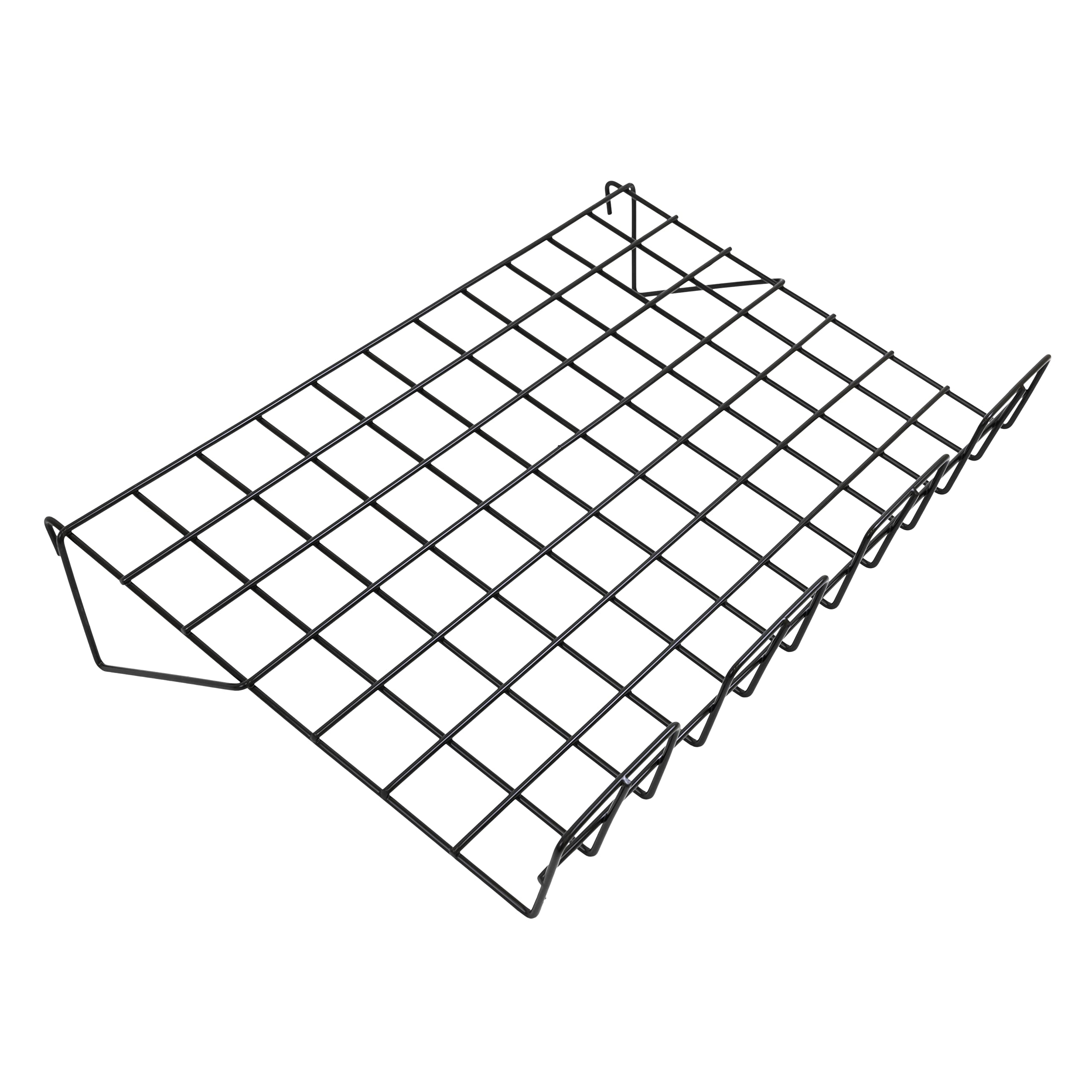 Slanted Metal Shelf with 3” High Front Lip for Grid-Wall & Grid-Panels - 22”W x 15”D, 1/4” Thick Steel Wire (6-Pack, Black) | Retail Display Shelving for Stores, Boutiques & Warehouse Organization