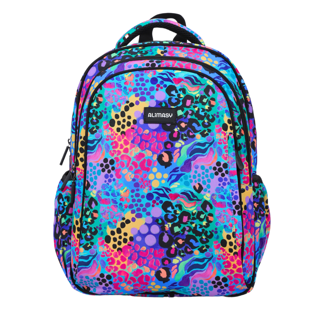 Electric Leopard Print Midsize Backpack for Kids - Durable School Bag with Adjustable Straps, Perfect for School, Travel & Outdoor Adventures