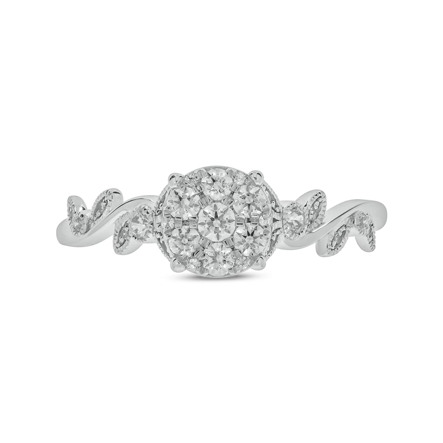 1/3ct Round White Diamond 10k Rose Gold Floral Promise Ring for Women - Elegant Engagement, Wedding, Anniversary Gift for Her