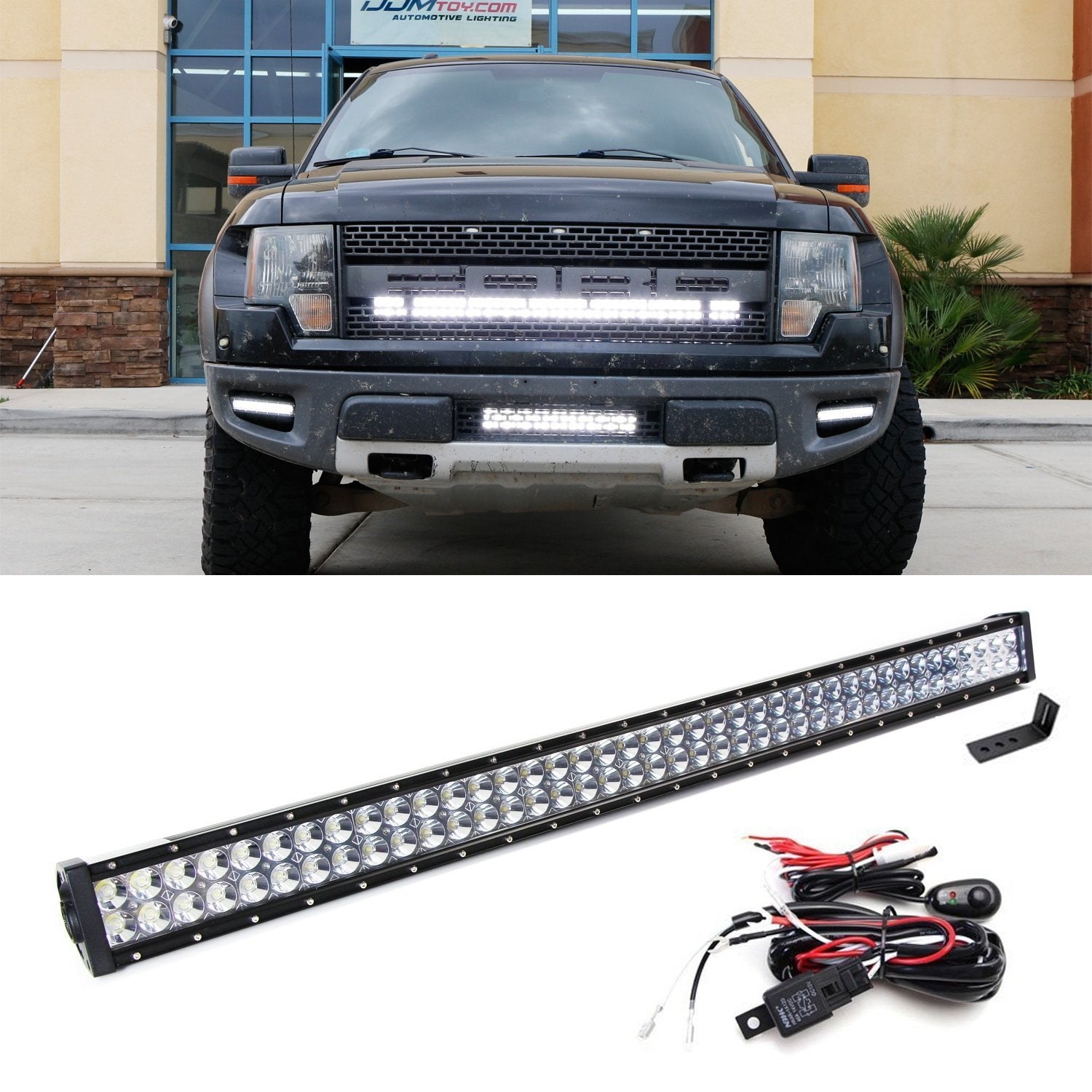 240W 40-Inch LED Light Bar with Behind Grille Mount Bracket for 2009-2014 Ford F150 & Raptor - Off-Road Lighting for Trucks, Hunting, Camping & Night Driving
