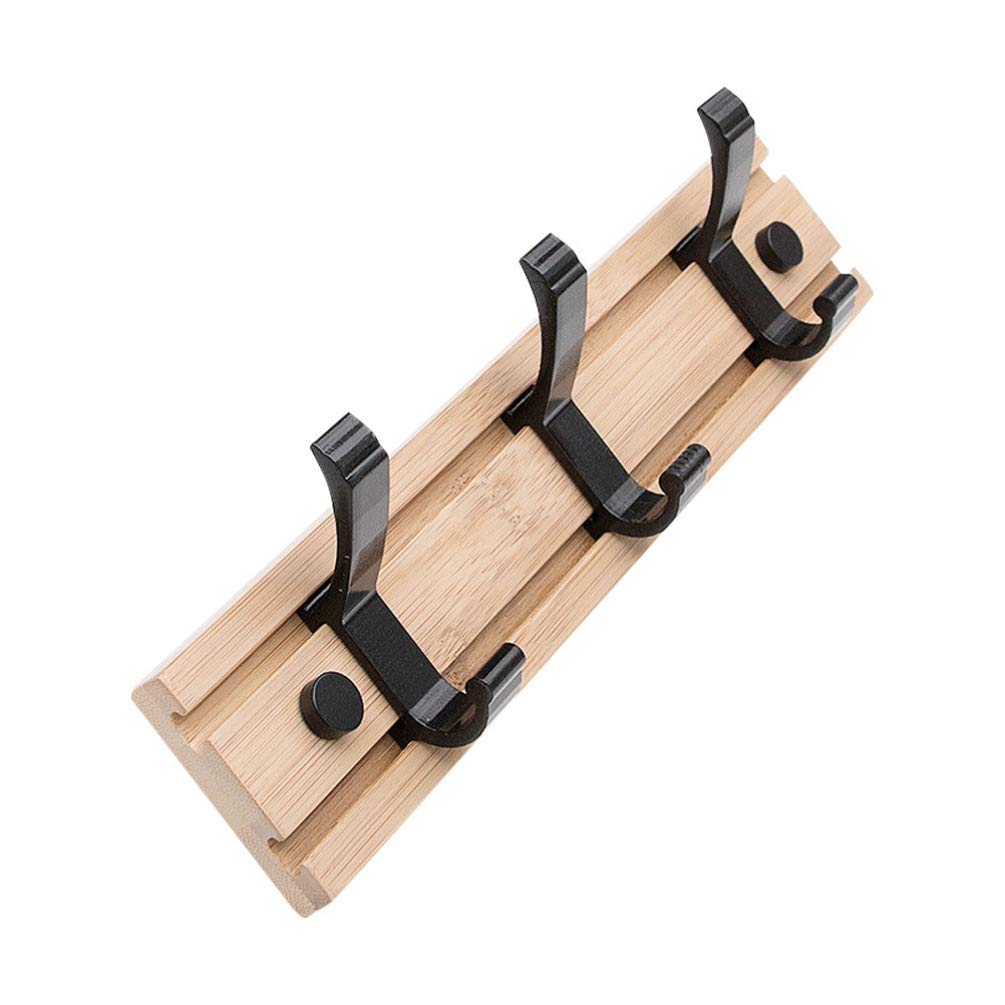 Cabilock Key Hanger Set - 6 Bamboo Door Hooks for Keys, Hats, Coats & Accessories | Space-Saving Wall Mount Organizer for Entryway, Bedroom & Closet