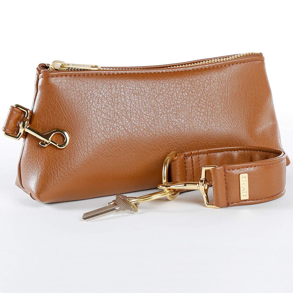 4-Piece Wristlet Set - Key Ring Bracelet & 3 Women's Faux Leather Purses | Stylish Handbags & Classic Clutch for Everyday Use, Parties & Travel