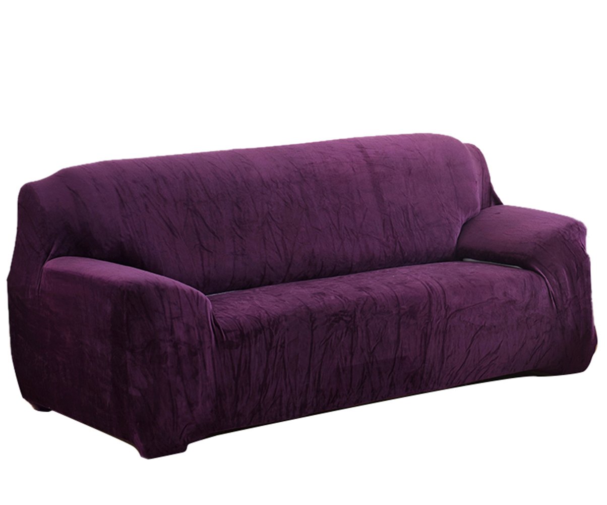 Winter Warm Fleece Sofa Cover Slipcover - Stretch Elastic Fabric Sofa Protector for 4 Seater Couches (92
