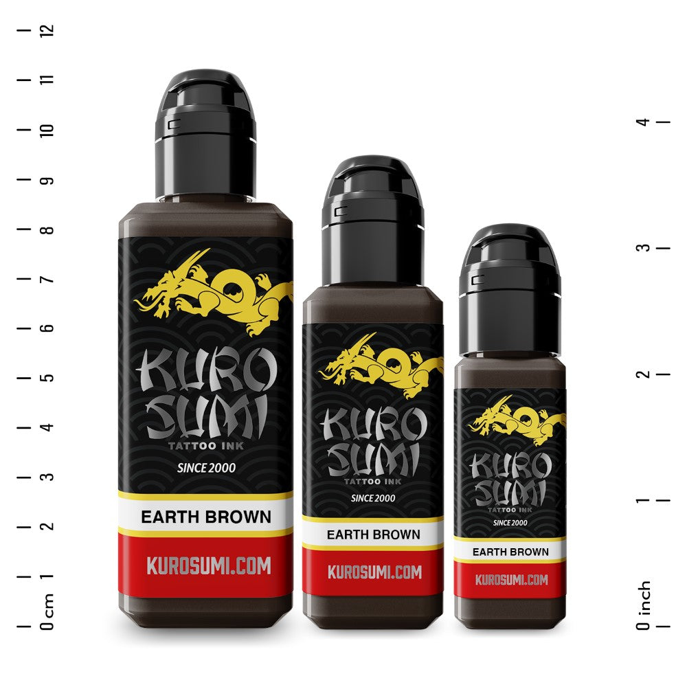Kuro Sumi Earth Brown Tattoo Ink - Professional Vegan Tattoo Ink for Artists - Safe & Long-Lasting - Perfect for Realism, Portraits & Traditional Tattoos