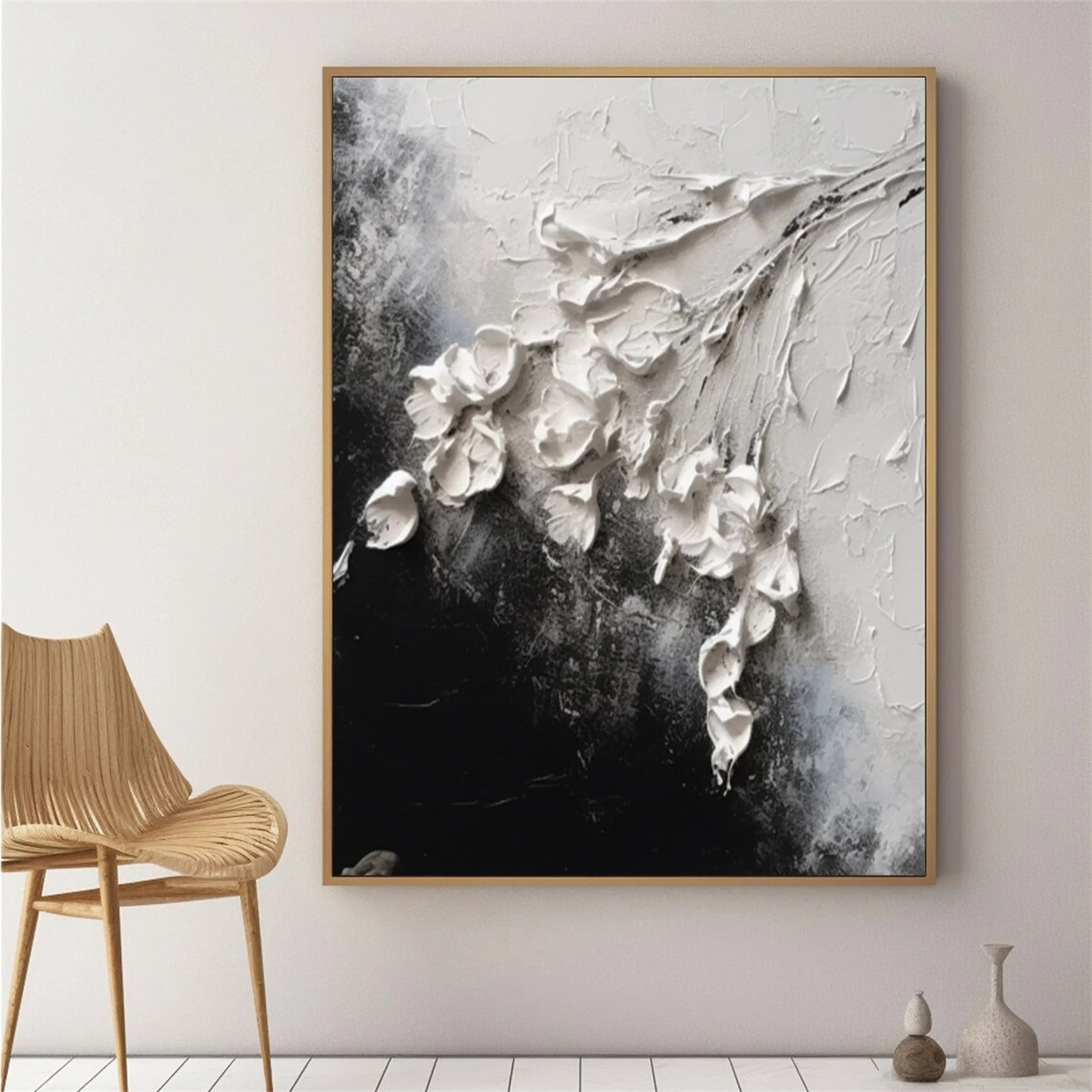 Beautiful Flower and Tree Painting #FT044 - Handmade Canvas Art for Home Decor, Office, Living Room & Bedroom Wall