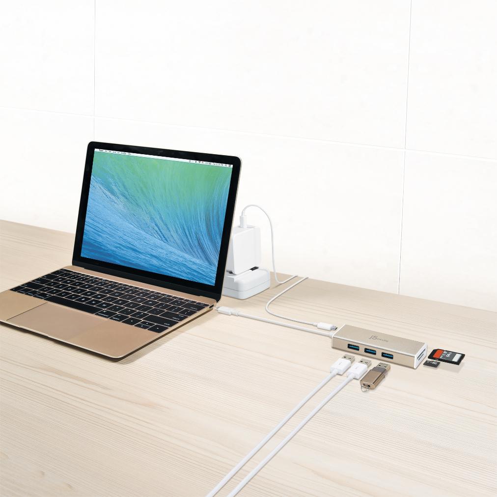 USB C Hub 3.1 with 3 Ports & SD/microSD Card Reader - Perfect for MacBook Pro, Chromebook, and Laptop Accessories (Data Transfer, Charging, Memory Card Reading)