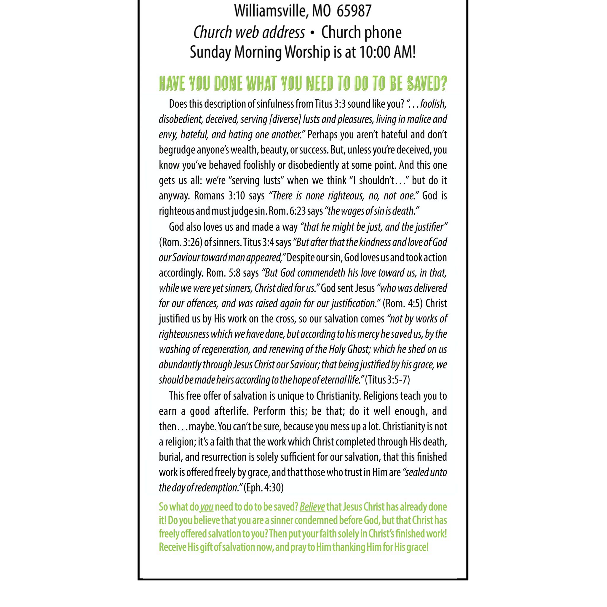 Custom Church Outreach & Evangelism Door Hangers - 8.5