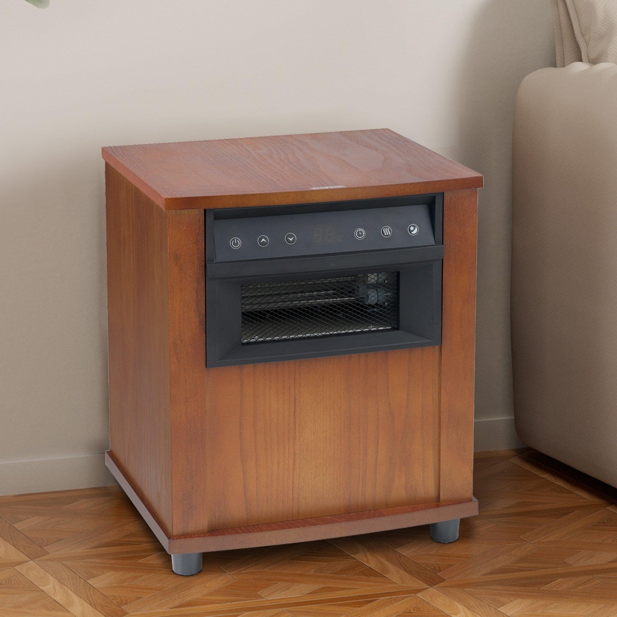 Large Digital LED Display Electric Infrared Wooden Space Heater with Timer - Perfect for Living Rooms, Bedrooms & Offices