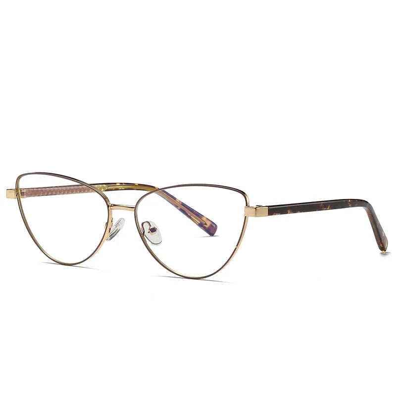 Brightzone Women's Full Rim Oval Cat Eye Alloy Eyeglasses Frame 73006 - Stylish & Lightweight for Work, Reading & Fashion Accessories