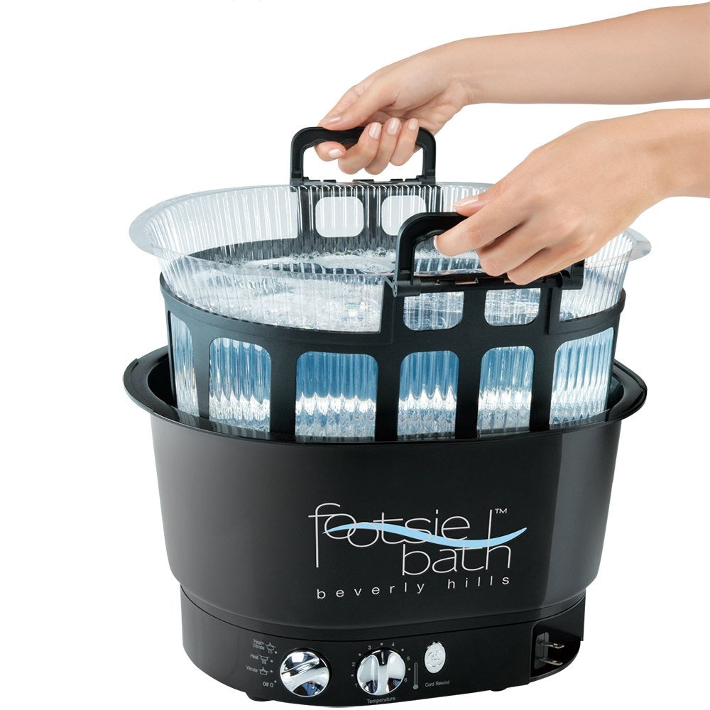 Footsie Whirlpool Foot Spa with 5 Removable Liners - Relaxing Massage for Tired Feet at Home or Salon