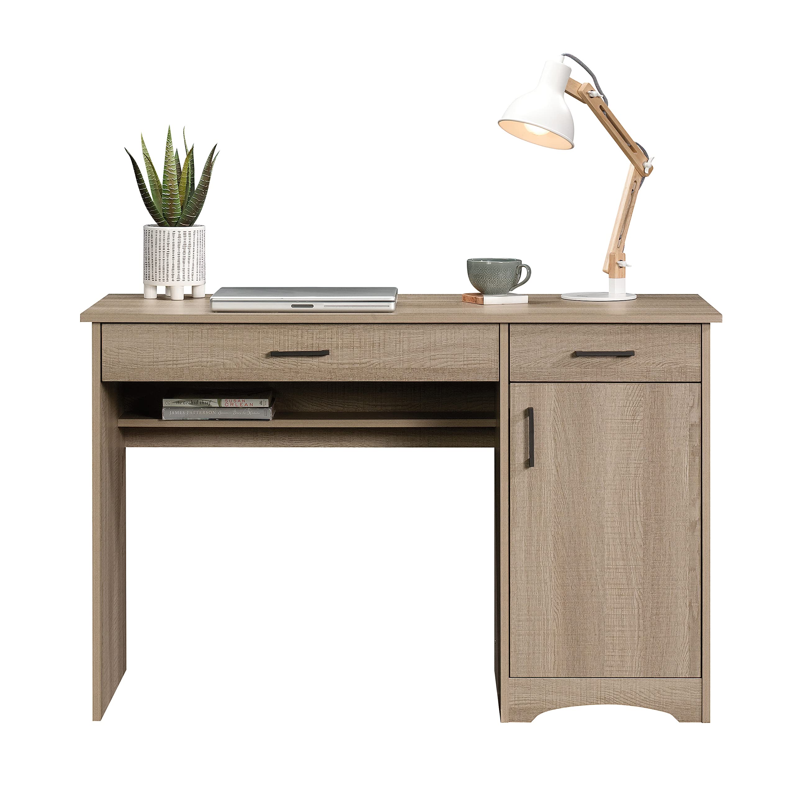 Sauder Beginnings Small Study Desk with Storage Drawers - Compact Writing Desk for Home Office, Bedroom or Dorm Room - Summer Oak Finish - Perfect for Remote Work, Online Classes & Small Space Organization
