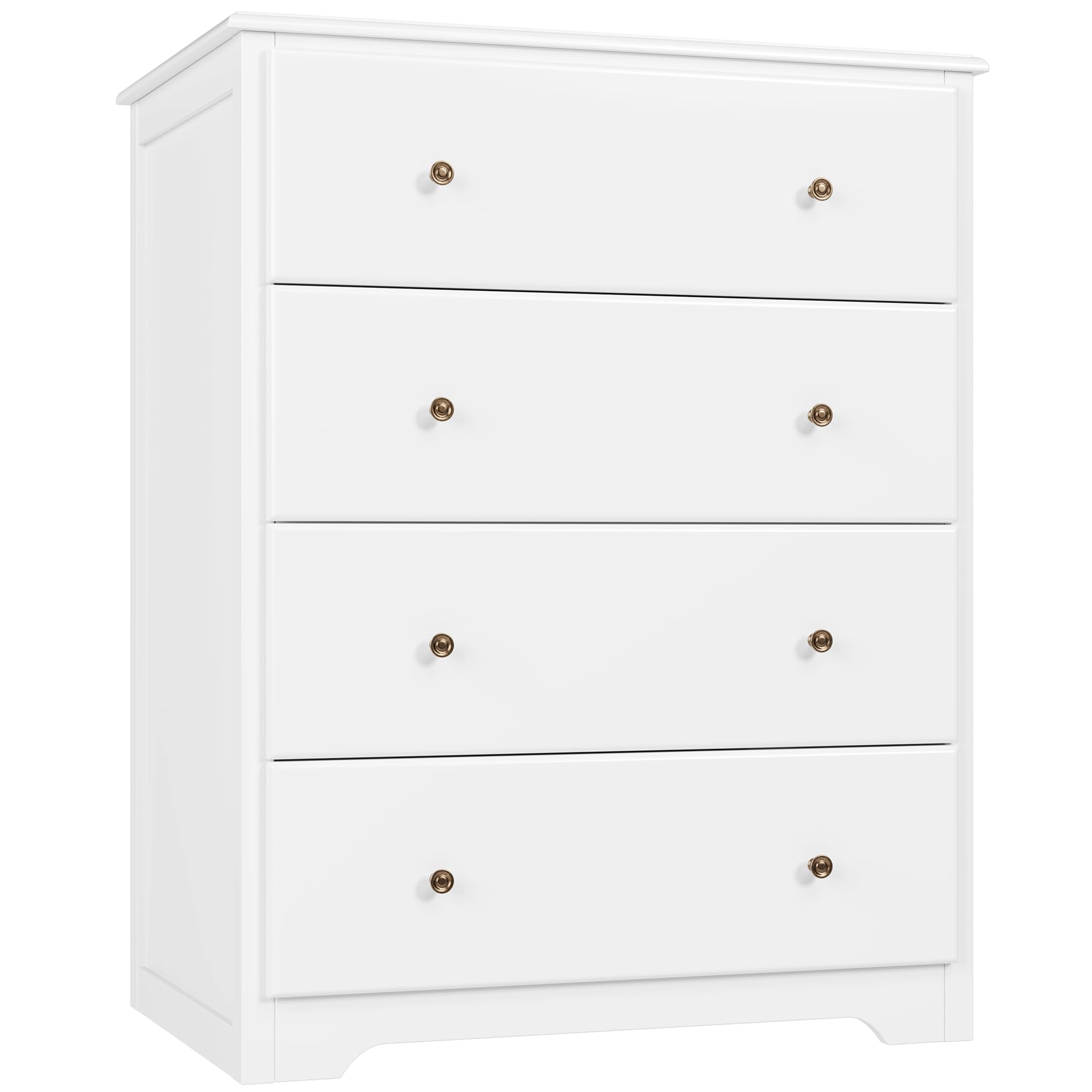 HOUSUIT White Dresser with 4 Drawers - Modern Tall Wooden Chest Storage Cabinet for Bedroom, Living Room, Hallway & Home Office - Ivory White Dresser Organizer for Clothes, Accessories & Home Decor
