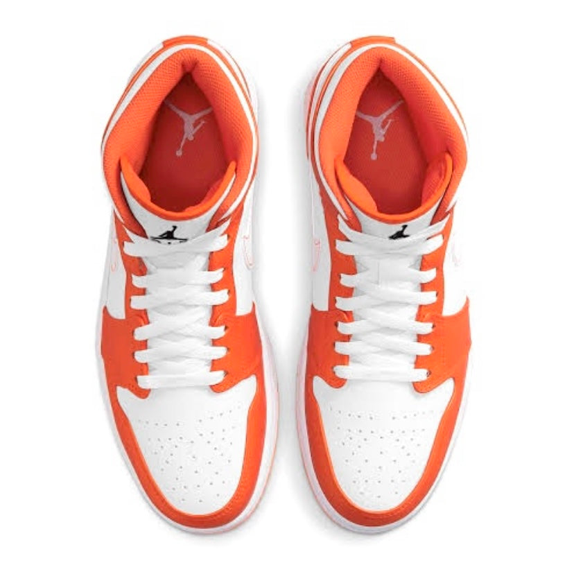 Air Jordan 1 Mid Sneakers - Metallic Orange Basketball Shoes for Men | High-Top Court Style for Casual Wear & Street Fashion
