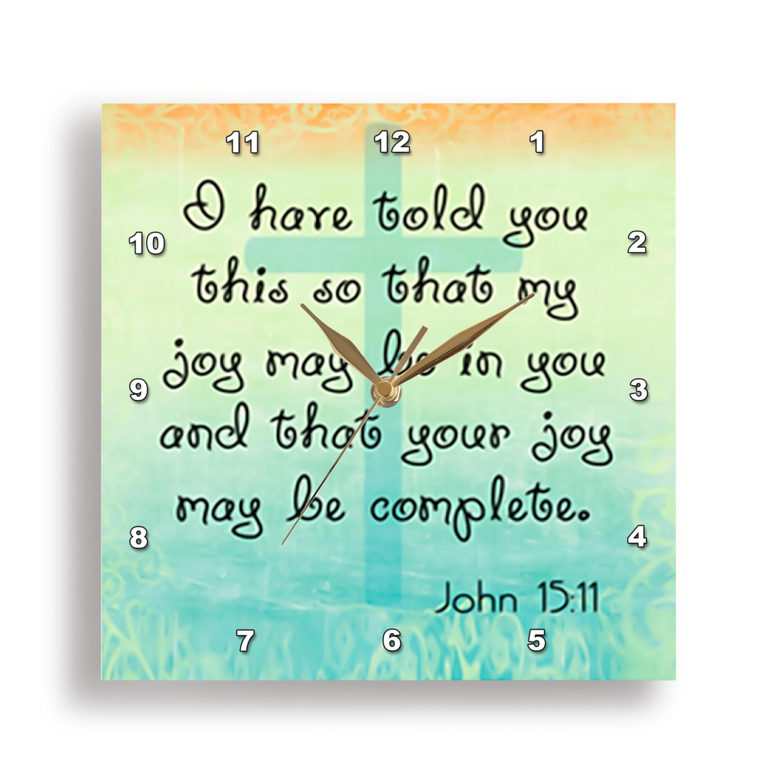 3D Rose John 15-11 Christian Wall Clock - 15 Inch Bible Verse Decor for Home & Church