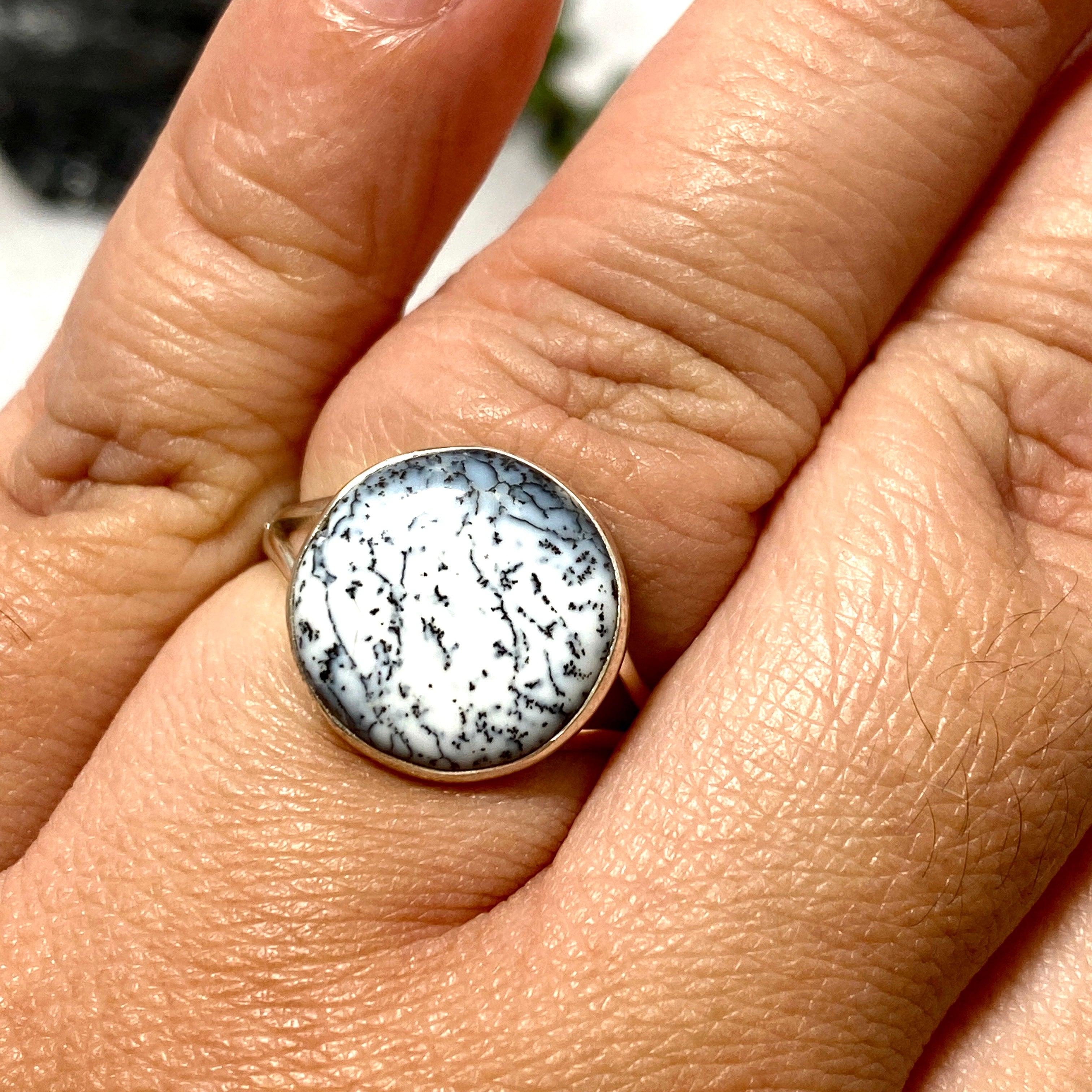 Dendritic Opal Round Ring Size 10 - KRGJ2295 | Elegant Handmade Jewelry for Women, Perfect for Weddings, Parties & Gifts