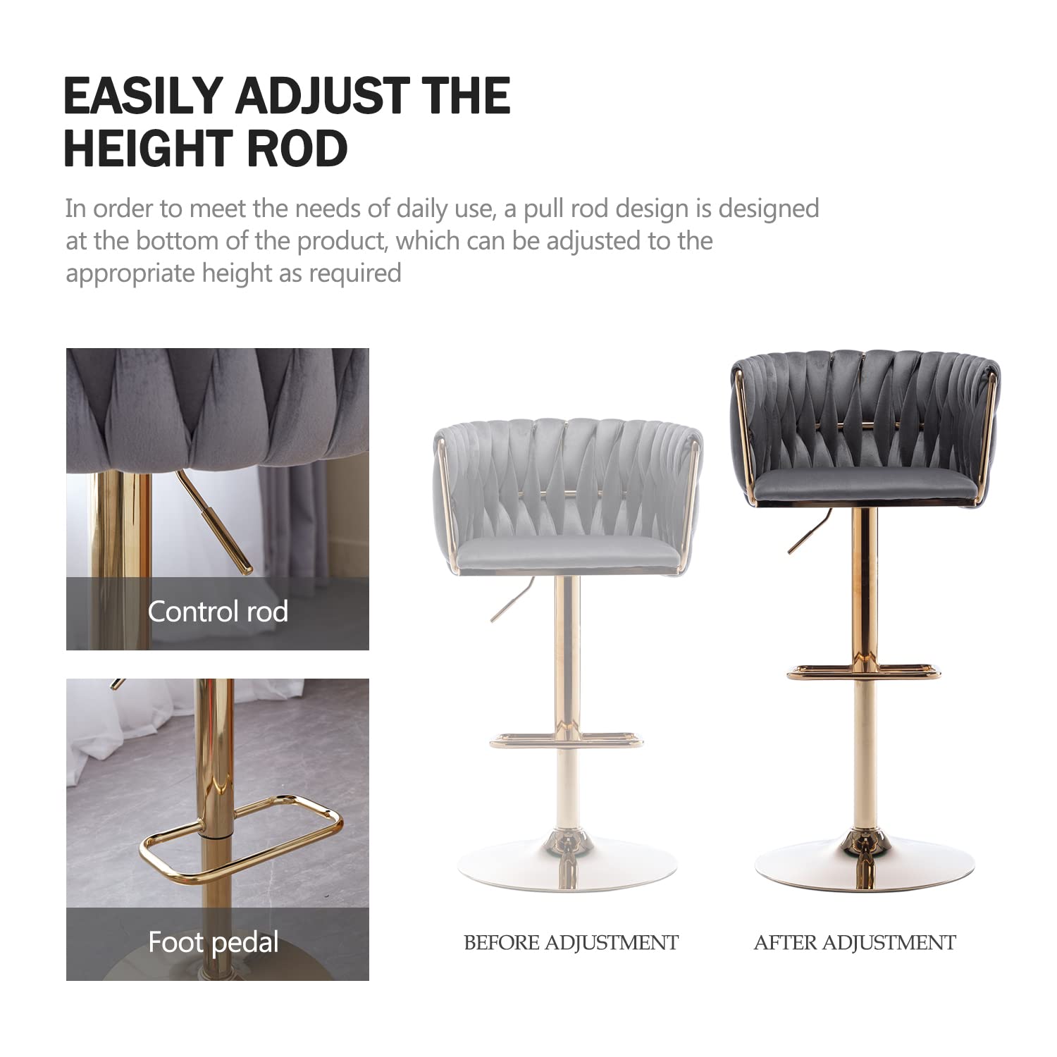 Velvet Swivel Bar Stools Set of 4 - 30