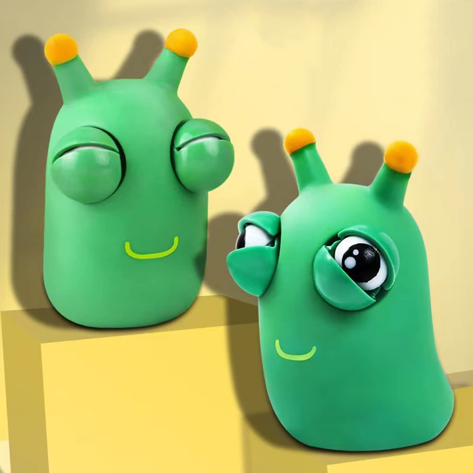 6 Pack Funny Pop-Out Grass Worm Pinch Stress Relief Toys - Squeeze & Bounce Eye Worms for Kids & Adults - Perfect for Office, Classroom & Home Fidgeting