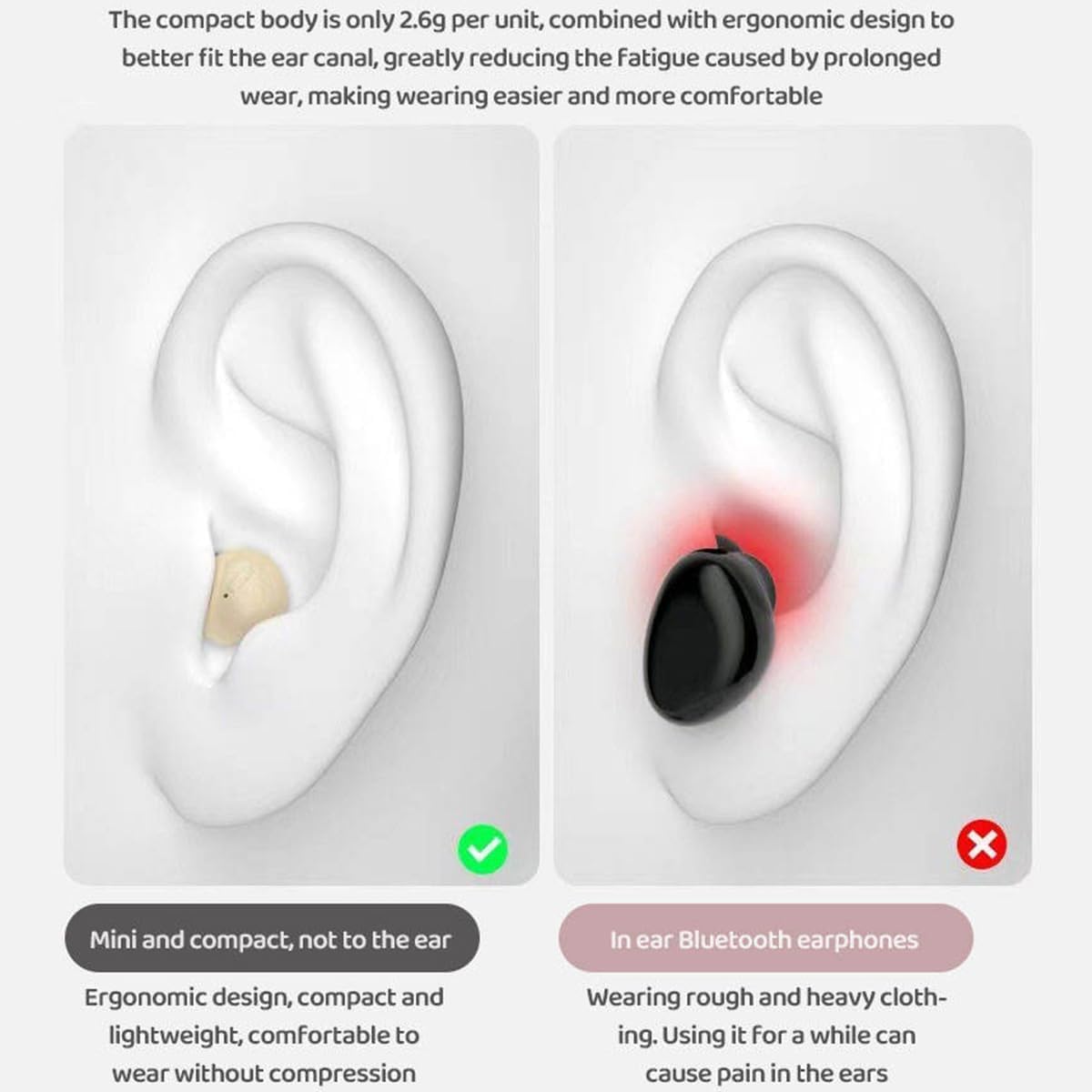 Smallest Invisible Wireless Bluetooth Earbuds for Side Sleepers - Comfortable Noise Cancelling Sleep Headphones for Small Ears, Perfect for Sleeping, Working & Hiking (Black) | Ideal for Nighttime Use, Office Focus & Outdoor Activities