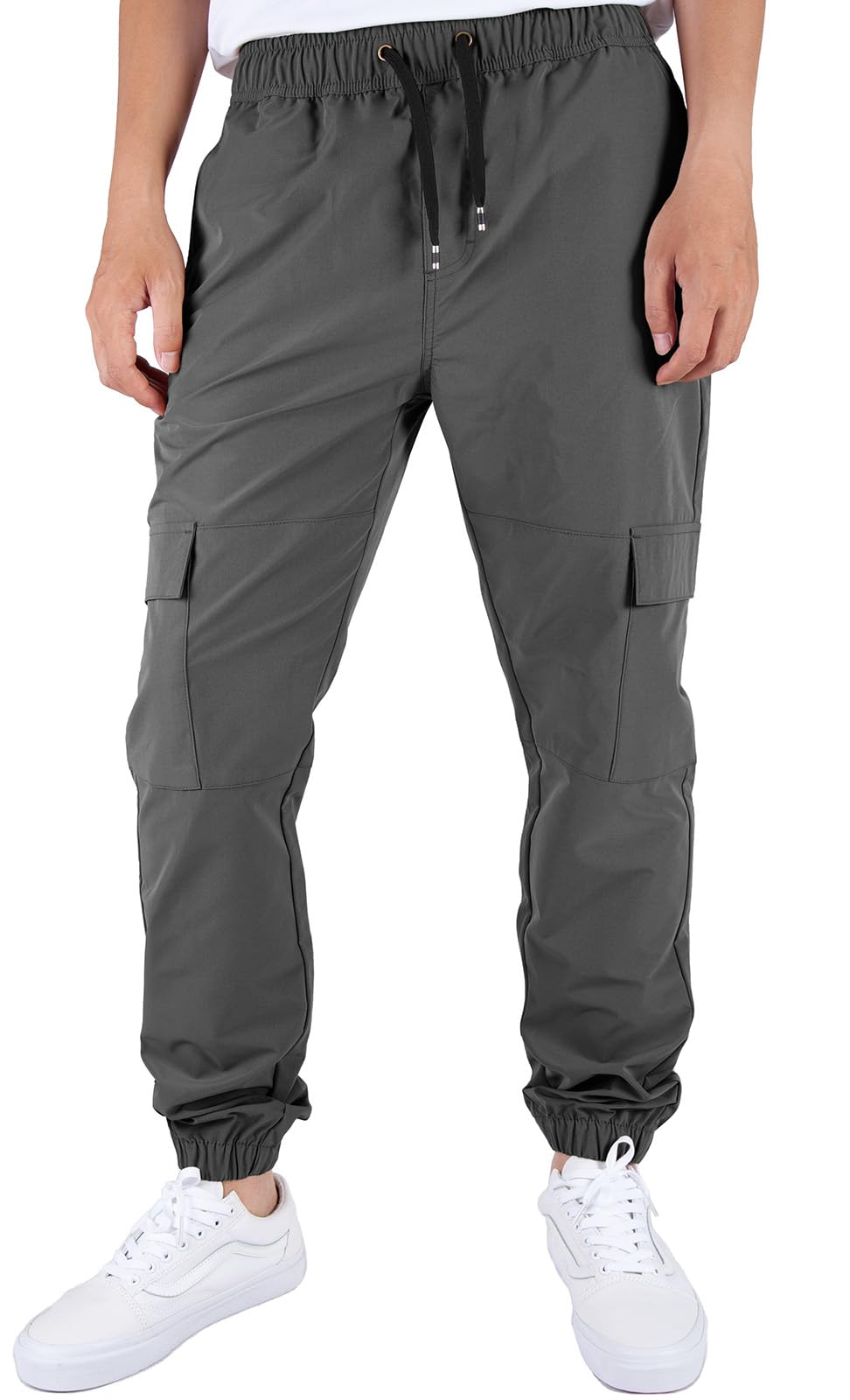 ITALYMORN Men's Lightweight Cargo Joggers - 6 Pocket Slim Fit Casual Pants with Elastic Waistband for Outdoor Running, Gym, Travel & Everyday Wear
