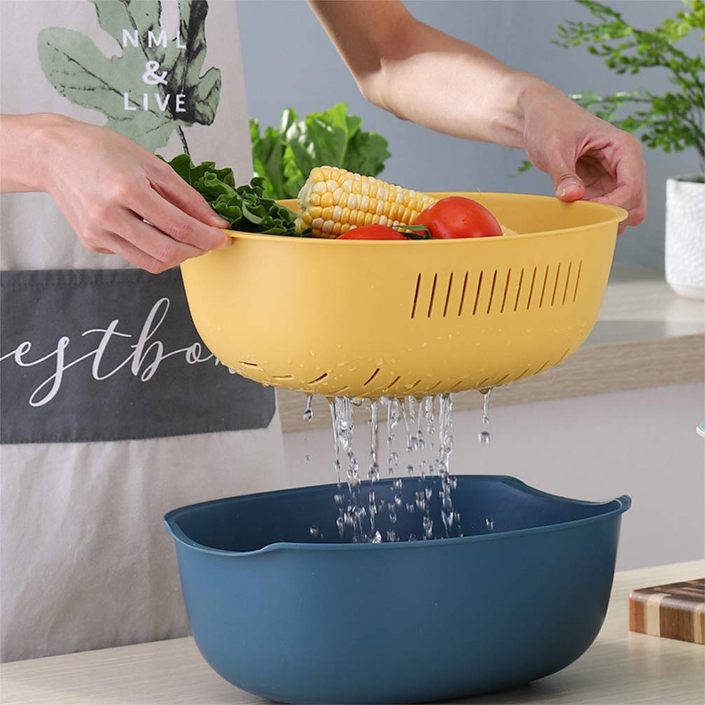 Cabilock 1-Piece Sink Strainer Basket - Multi-Purpose Fruit & Vegetable Colander, Rice Washing & Storage Container, Over-Sink Drain Basket for Kitchen Use - Perfect for Washing Produce, Draining Pasta, and Organizing Small Kitchen Items