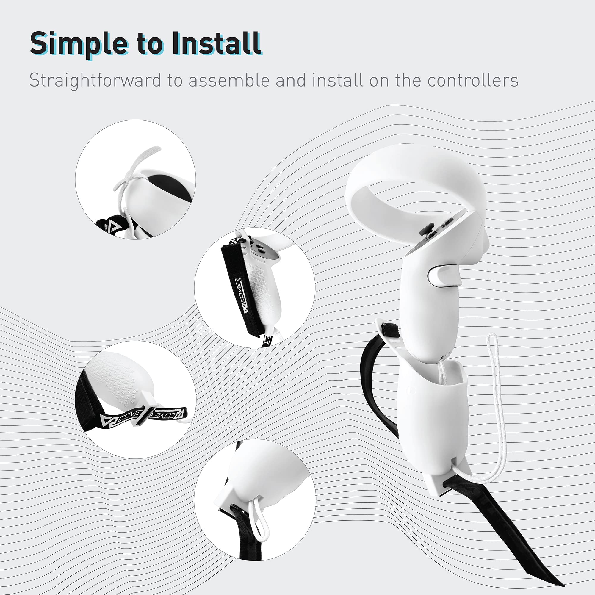 VR Cover Controller Grips for Meta/Oculus Quest 2 - Enhanced Grip & Comfort (Light Grey) | Perfect for Gaming, Fitness & Virtual Reality Experiences