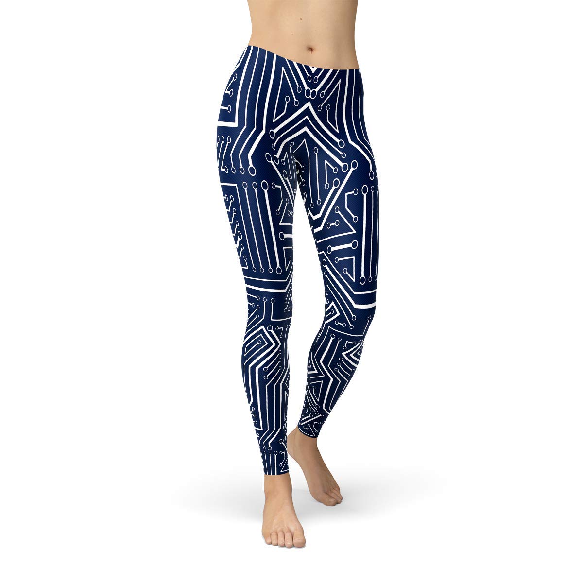Women's High-Tech Robot Print Leggings - Mid Waist Cosplay Pants with Circuitry Design | Perfect for Costume Parties, Anime Conventions & Futuristic Fashion