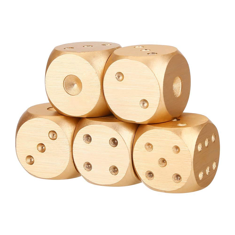 5-Piece 6-Sided Game Dice Set with Storage Box (Gold) - Perfect for Board Games, RPGs, D&D, and Casino Night Fun