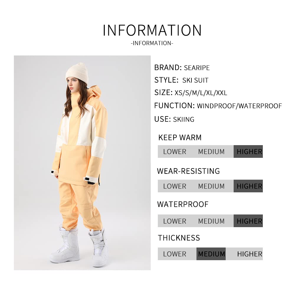 SEARIPE Women's & Men's Waterproof Windproof Ski Jacket and Pants Set - Winter Snowsuit for Skiing, Snowboarding & Cold Weather Outdoor Activities