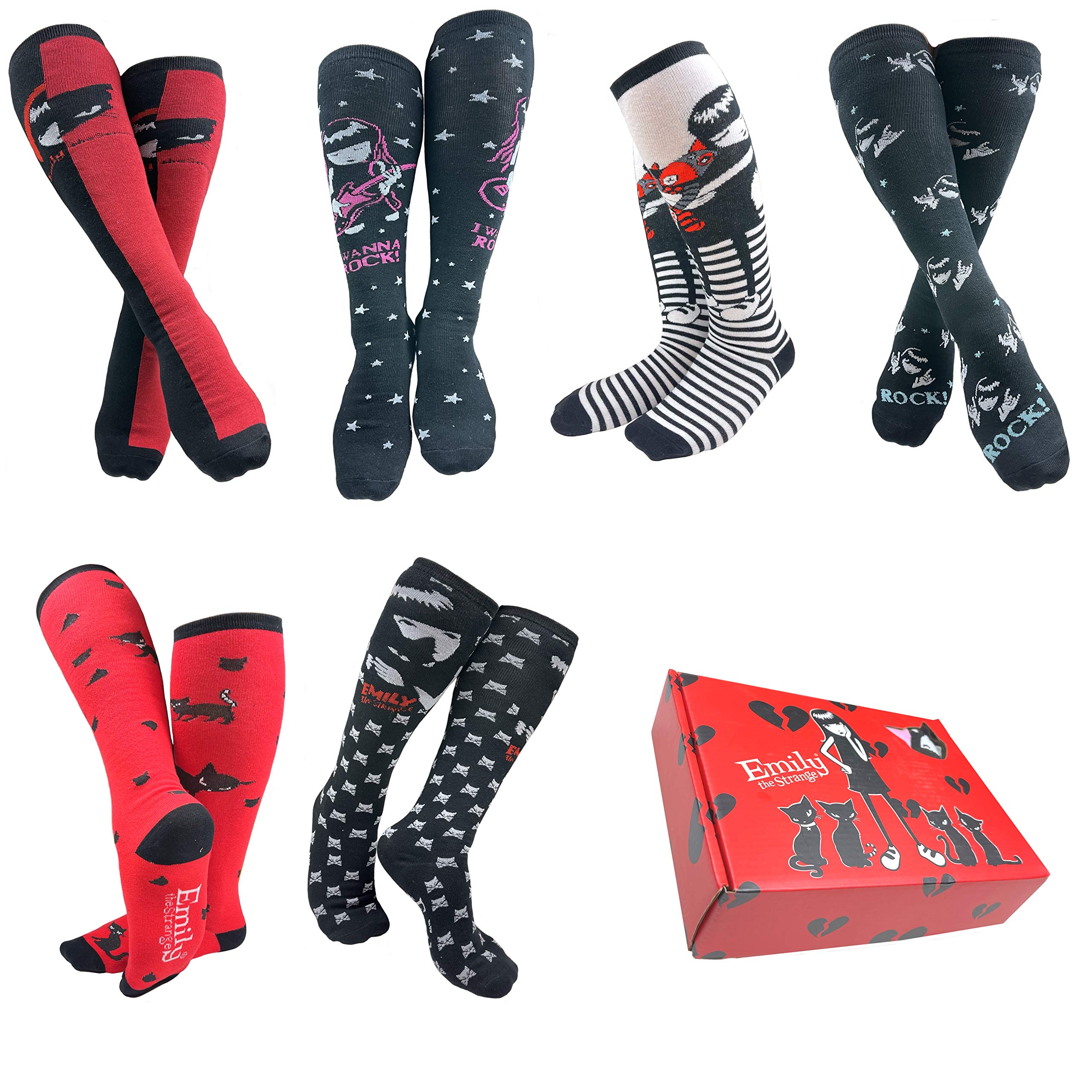 Emily the Strange Women's Knee High Socks - Cute Elegant Fashion Socks Gift Set for Goth Lovers | Perfect for Cosplay, Halloween Costumes & Alternative Fashion Outfits