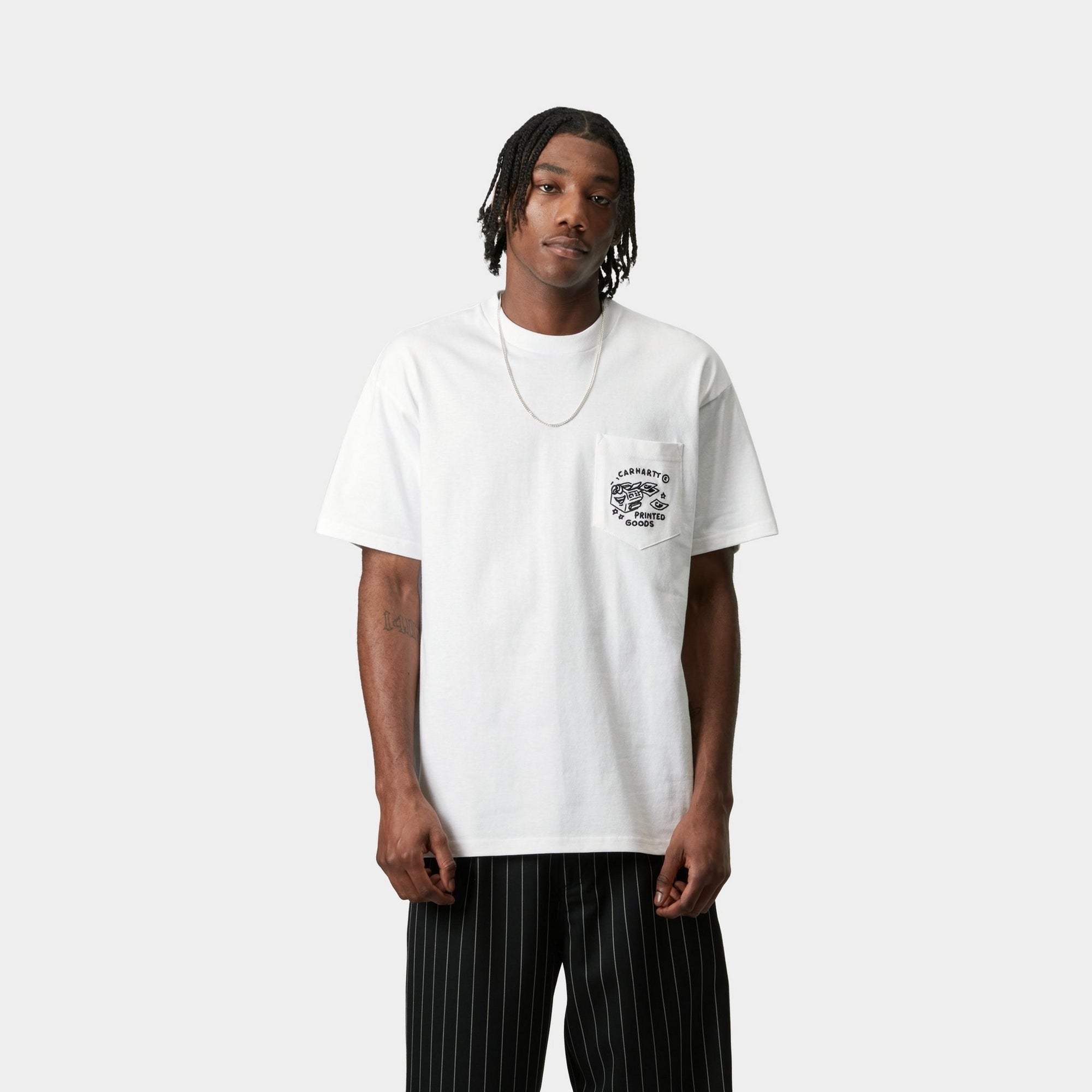Men's Casual Pocket T-Shirt - Soft Cotton Short Sleeve Tee for Everyday Wear (White/Black) | Perfect for Streetwear, Lounge & Casual Outfits