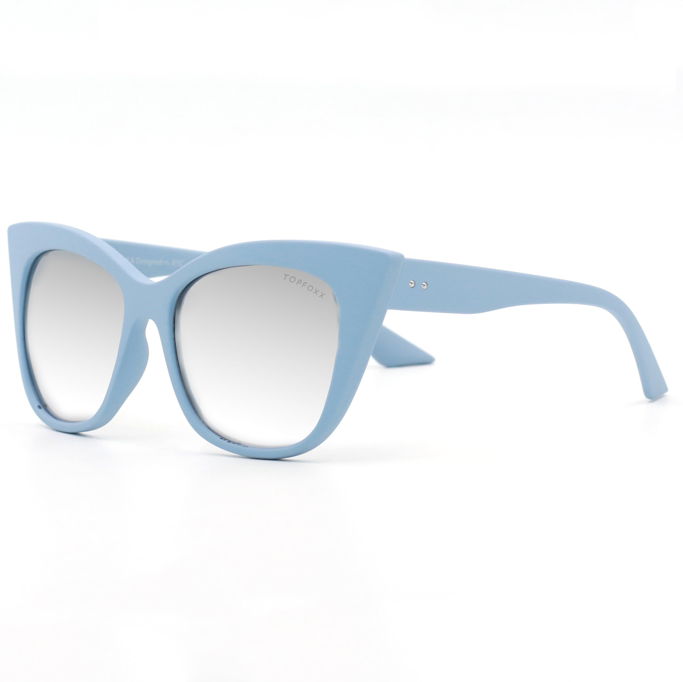 Venice Cateye Sunglasses - Blue & Silver Gradient Fashion Shades for Women - Perfect for Beach, Driving & Outdoor Activities