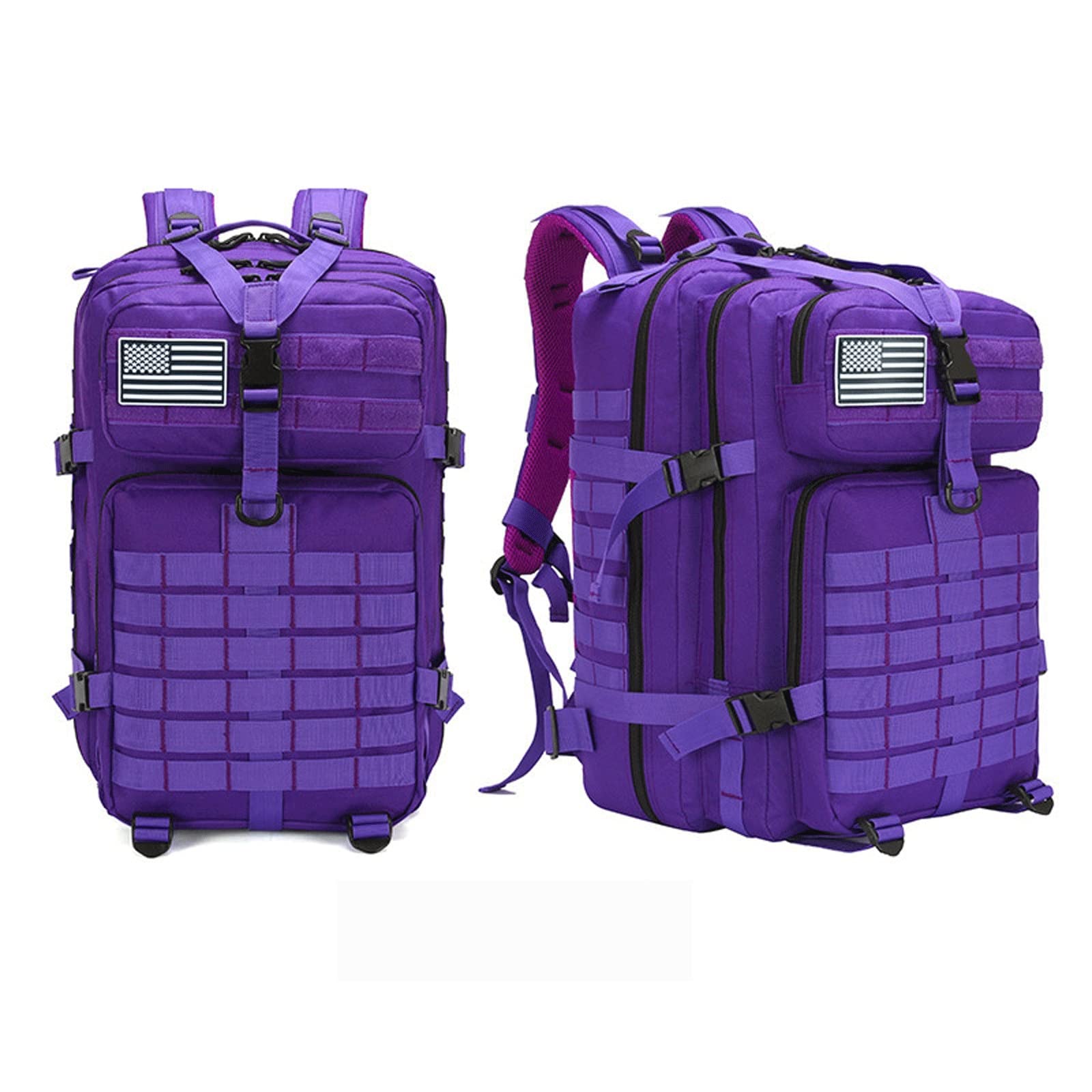 Tactical Backpack 45L - Military Assault Backpack for Outdoor Sports, Hiking, Travel & Camping - Durable Army Rucksack in Purple & Multiple Colors - Perfect for Adventure & Tactical Use