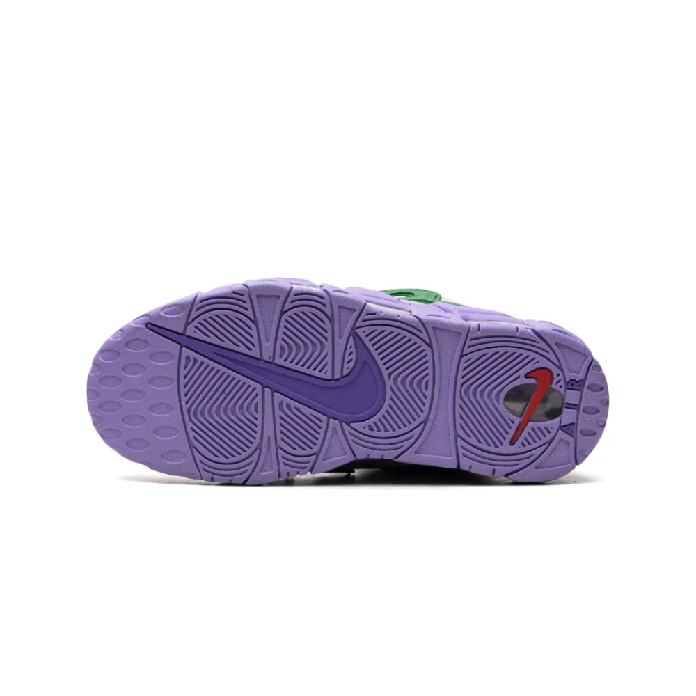 Nike Air More Uptempo Low AMBUSH Sneakers - Lilac, Apple Green & University Red Colorway | Stylish Basketball Shoes for Streetwear & Casual Outfits