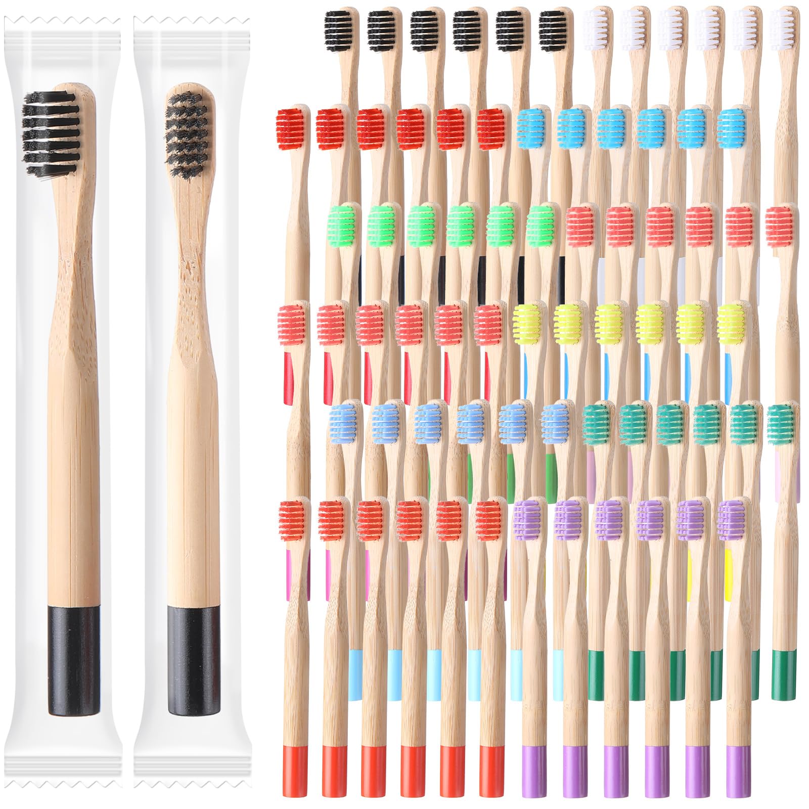 24 Pack Kids Bamboo Toothbrushes - Soft Bristle, BPA Free, Eco-Friendly Wooden Toothbrushes for Toddlers & Children (5.7 Inches) | Individually Wrapped | Perfect for Home, Travel, School & Daily Oral Care Routine