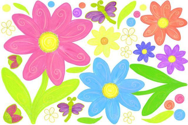 Luv Bugs & Flowers Mural Kit - DIY Wall Decal Stickers for Kids Room Decor, Nursery, Classroom - Easy Peel & Stick Wall Art for Creative Home Design
