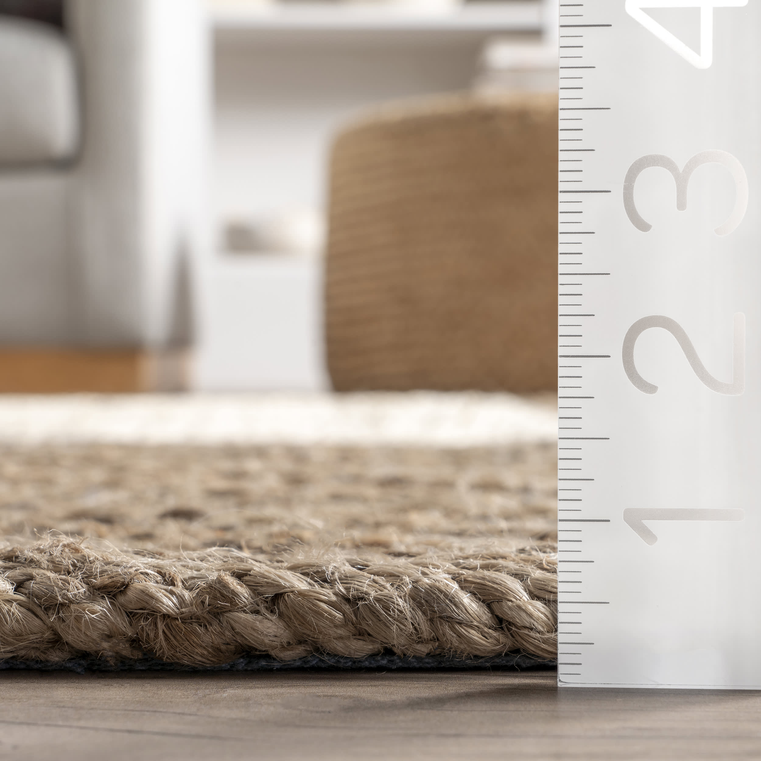 Costanza Jute Tiled Checkered Rug - Natural Fiber Handwoven Area Rug for Living Room, Bedroom & Home Decor