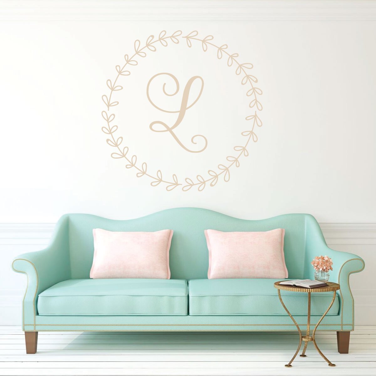 Personalized Vinyl Wreath Wall Decal Sticker - Home Decor for Living Room, Bedroom, Nursery & Office - Perfect for Seasonal, Holiday & Wedding Decorations