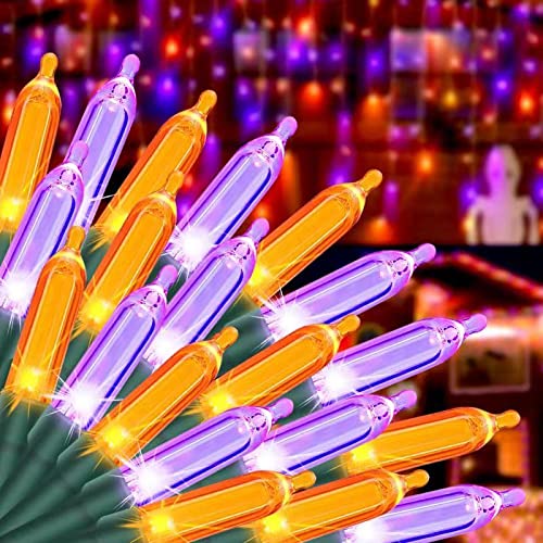 YULIANG 66ft 200 LED Christmas String Lights - Purple & Orange Fairy Lights for Indoor & Outdoor Use | Plug-in Expandable Mini Lights with 8 Lighting Modes | Perfect for Christmas Yard Decor, Party Lighting & Halloween Decoration | Ideal for Home, Garden, Wedding & Holiday Events