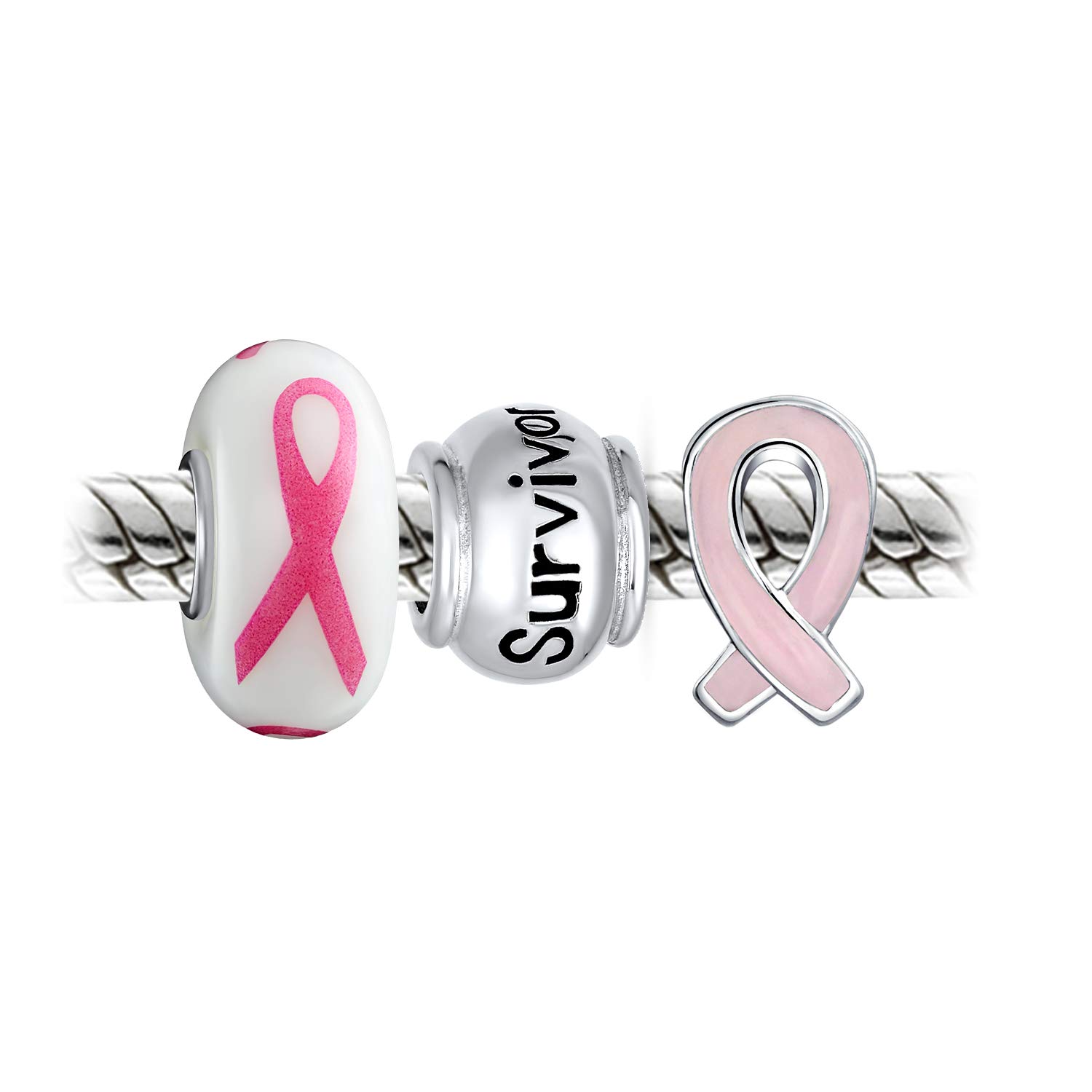 Pink Ribbon Charm Bracelet for Women - Genuine Pink Leather Band with .925 Sterling Silver Clasp - Support Breast Cancer Awareness - Adjustable 6, 7, 8 Inch Sizes - Perfect Gift for Survivors, Charity Events & Everyday Wear